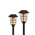 Schwarze solar gartenfackel von Lumineo mit warmem orangegelbem flammeneffekt led beleuchtung