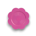 Ein vibrant pinkfarbener plastikteller teller blume 33 cm mit gewelltem rand und radialen rillen