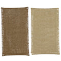 Tischläufer mit papierseil-fransen in dunkelbraun und beige aus gewebtem material mit fransen am rand