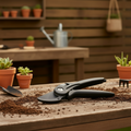 Amboss handschere gs01-a black edition schwarze ergonomische amboss schere aus metall auf holztisch