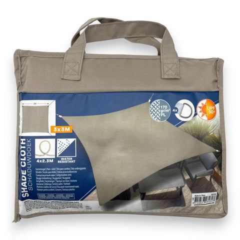 Beige sonnensegel 3x3m viereck mit upf 50 plus sonnenschutz in strapazierfähigem stoff und wasserabweisendem beutel