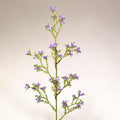 Delikater künstlicher jasminzweig mit zarten lila blüten und schlanken grünen zweigen