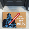 Braune coirmatte mit blau-schwarzer darth vader-silhouette und weißem my galaxy my rules-schriftzug, disney star wars fußmatte 60 cm